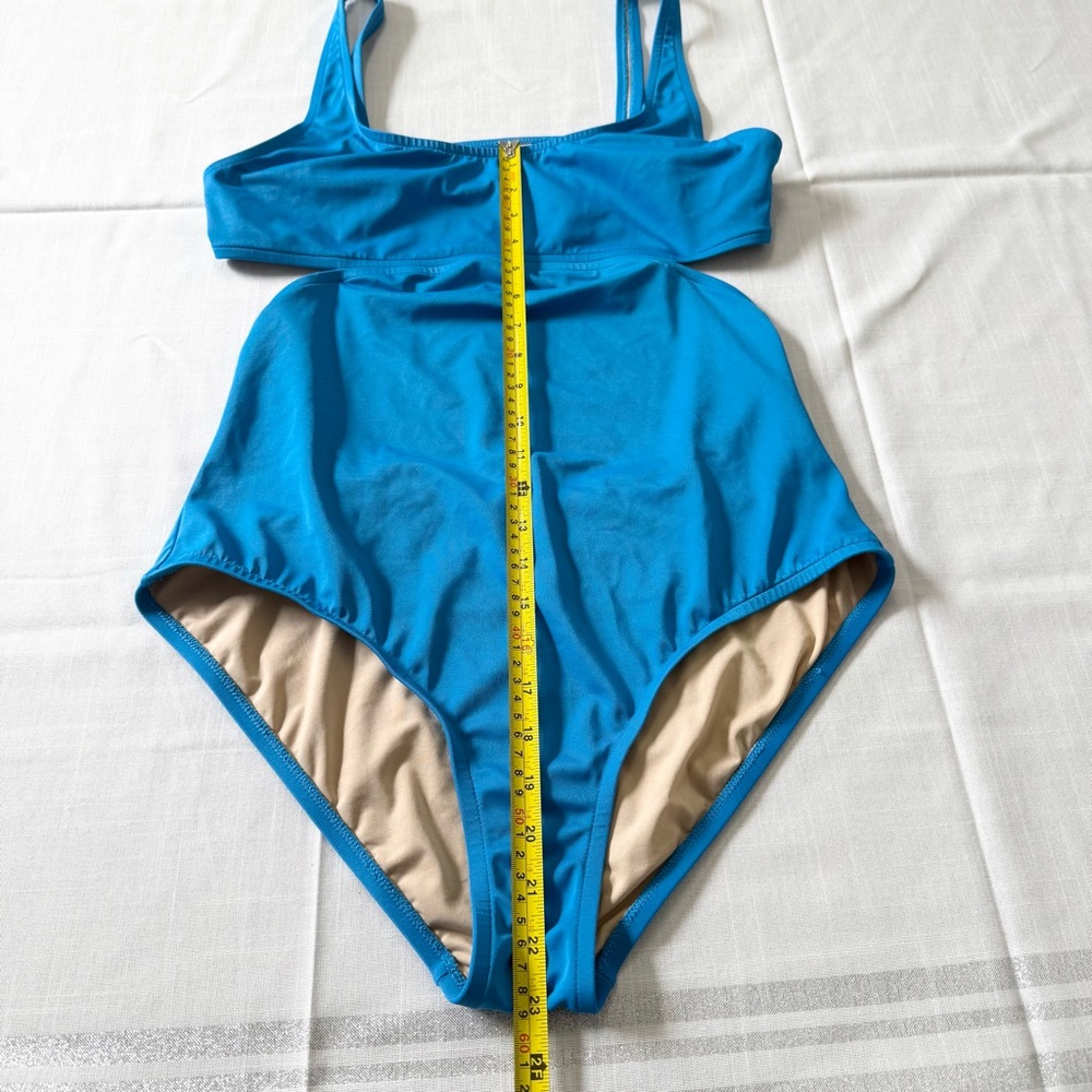 J. CREW 12 Blue Back Cut-Out  One Piece Swimsuit Women’s Size 14 - Picture 3 of 7